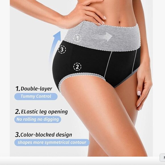 NEW Women's Cotton High Waisted Soft Stretch Underwear 5 Pack Size Large - Picture 3 of 5